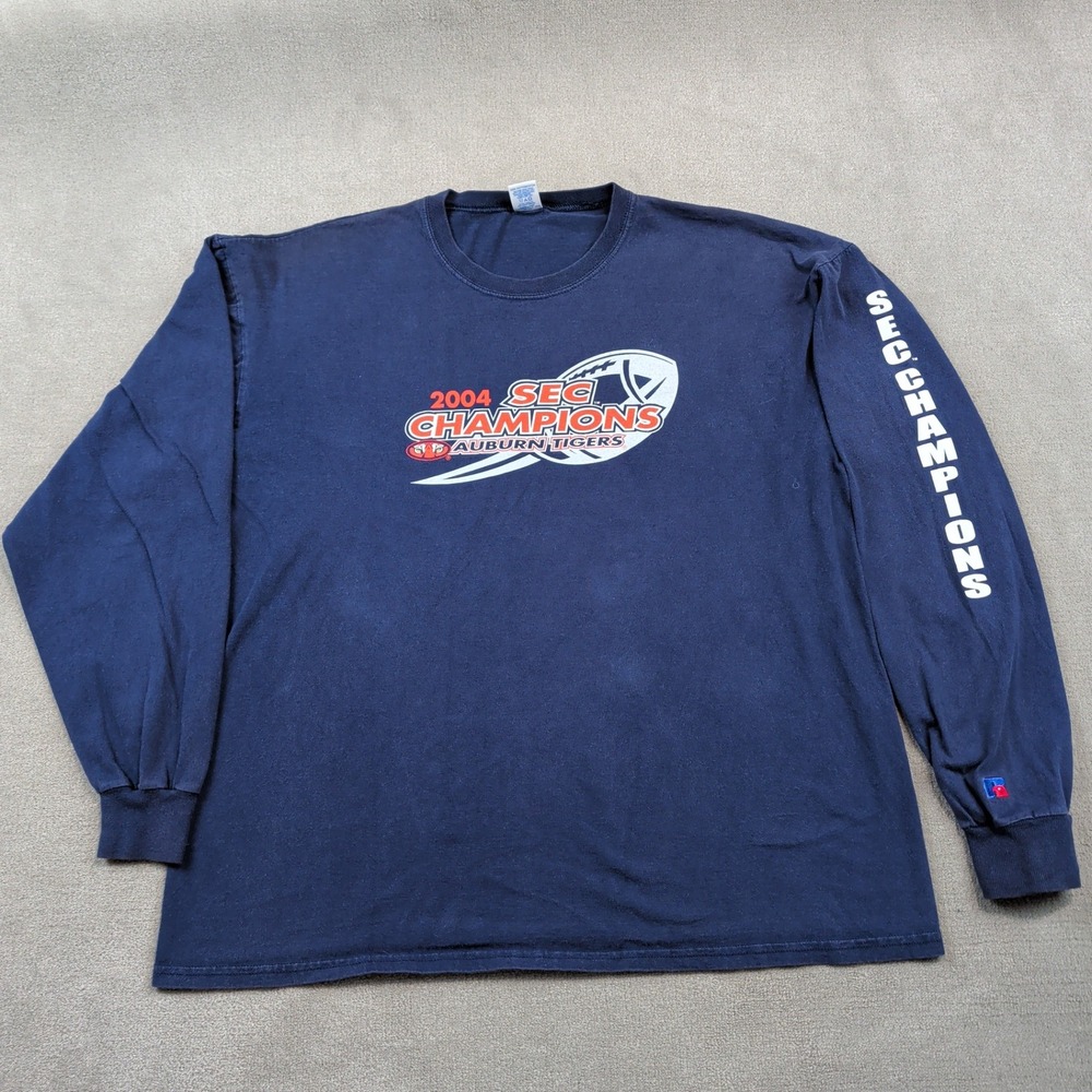 Russell Athletic XL Auburn Tigers 2004 SEC Champions Long Sleeve Shirt Navy 12-0